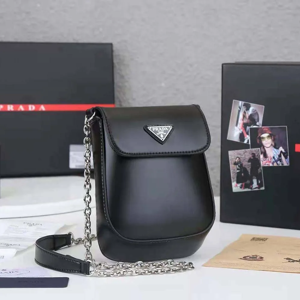 Prada Brushed Leather Mini-bag for Women in Black Prada Brushed Leather Mini-bag for Women in Black