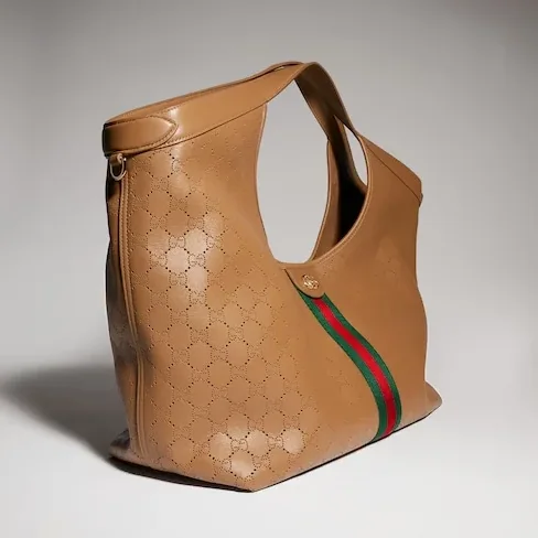 Gucci Giglio Large Tote Bag in Dark Beige Gold Hardware