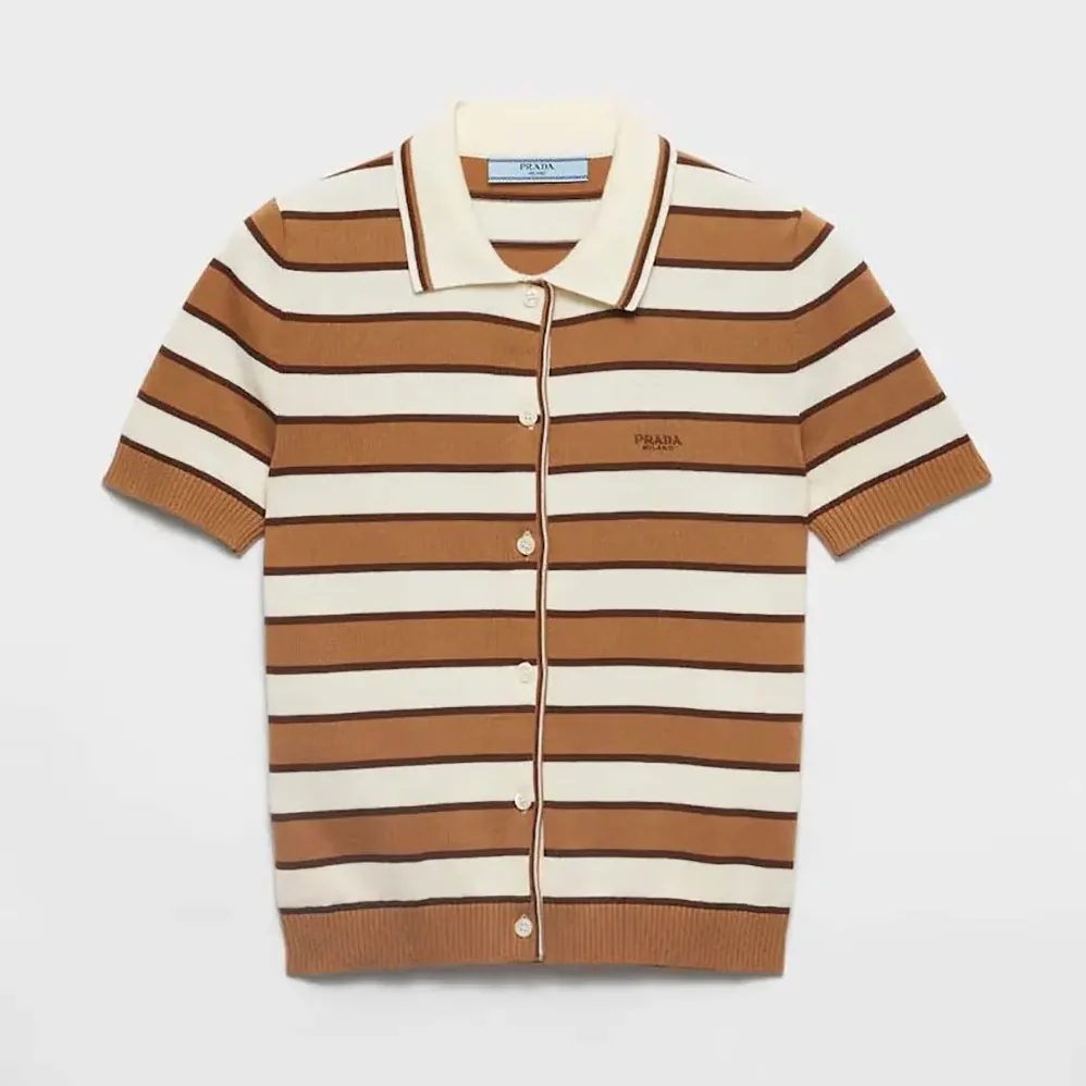 Prada Short for Women in sleeved Striped Cotton Cardigan