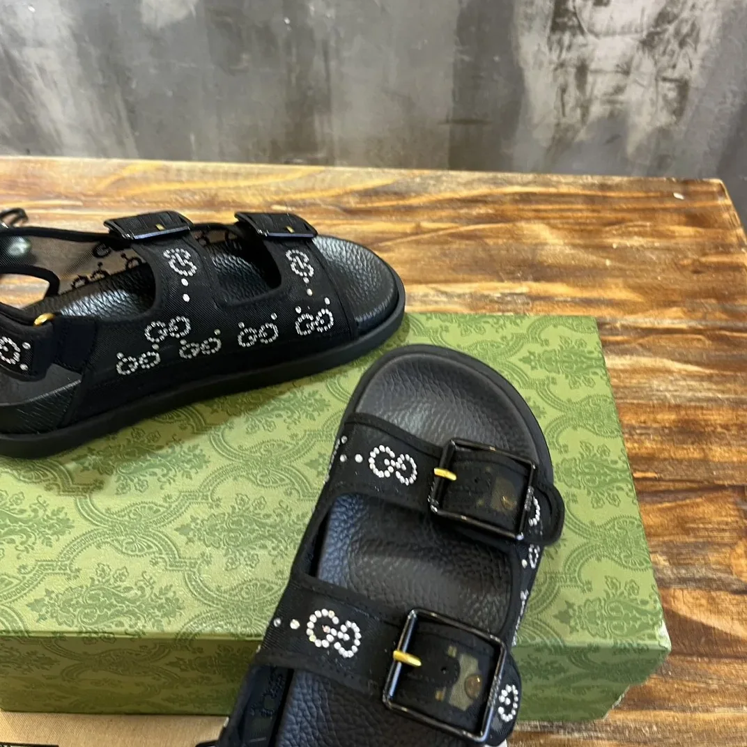 Gucci GG Sandal With Crystals Black Gucci GG Sandal With Crystals Black