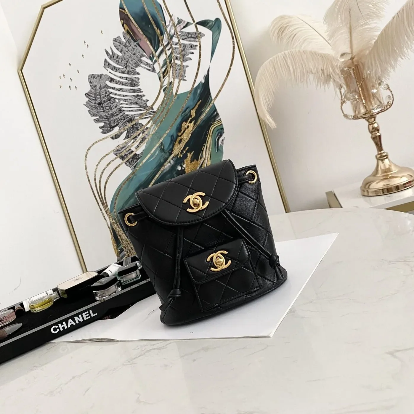 Chanel Small Vintage Duma Backpack in Black Gold Hardware