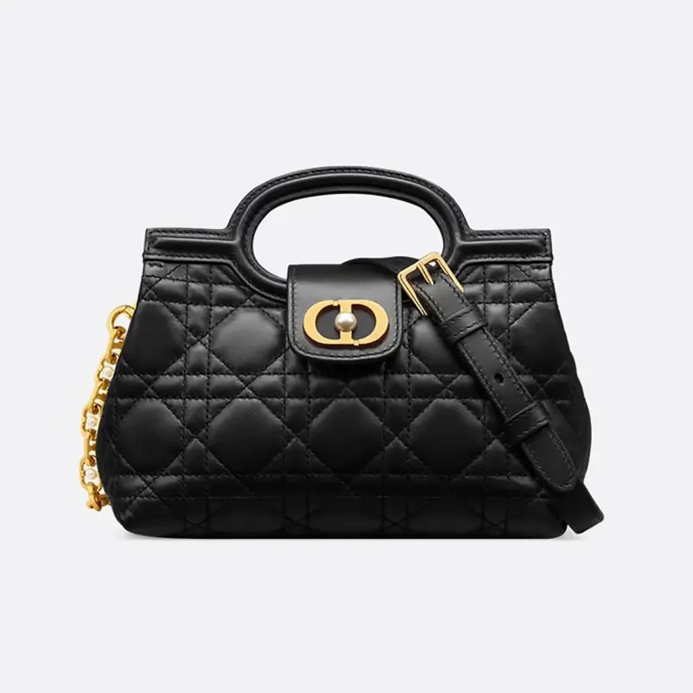 Dior Dior Jolie Top Handle Mini Bag Black Cannage Lambskin for Women