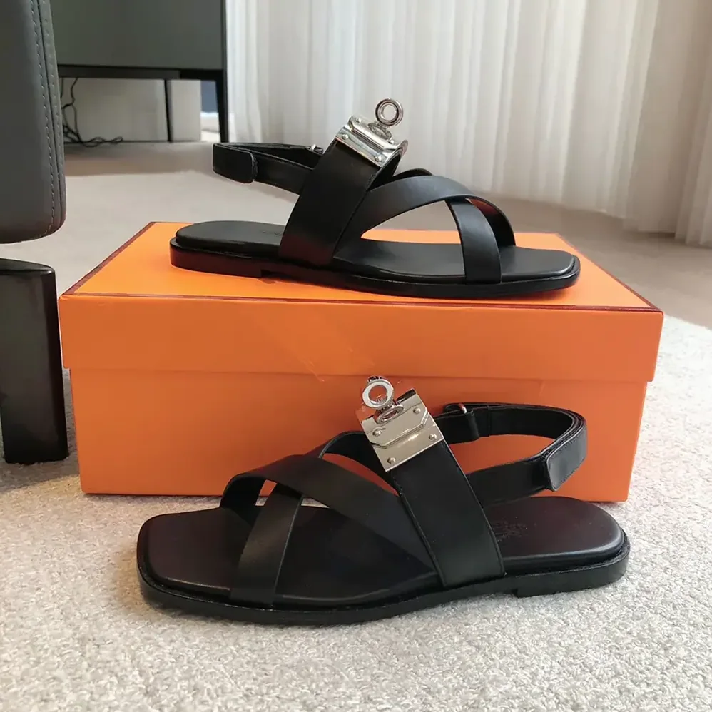 Hermes Ines Sandal-Black H241155Z for Women
