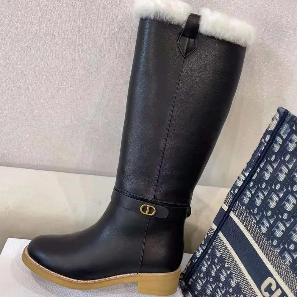 Dior D-Furious Boot Black Calfskin and Shearling for Women Dior D-Furious Boot Black Calfskin and Shearling for Women