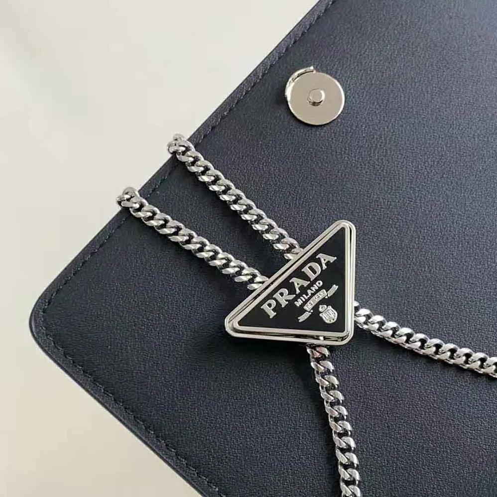 Prada Brushed Leather Shoulder Bag for Women in Black