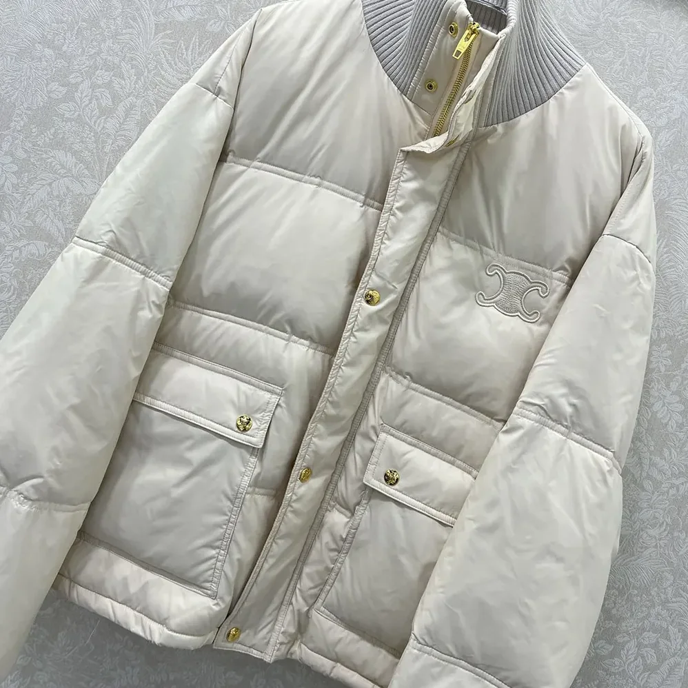 Celine Puffer Jacket In Light Nylon for Women in Beige Celine Puffer Jacket In Light Nylon for Women in Beige