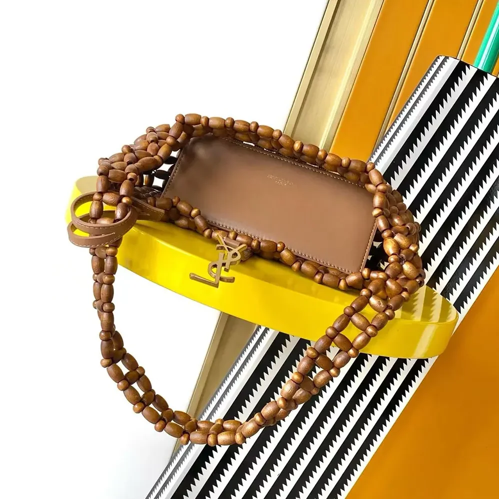 Saint Laurent YSL Le 5 À 7 In Wood Beads for Women in Brown