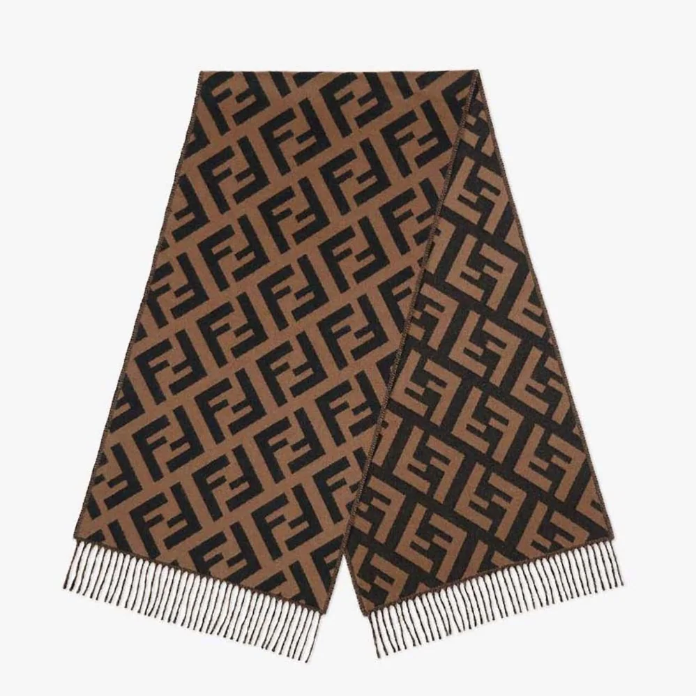 Fendi FF Scarf Brown Cashmere Scarf for Women Fendi FF Scarf Brown Cashmere Scarf for Women