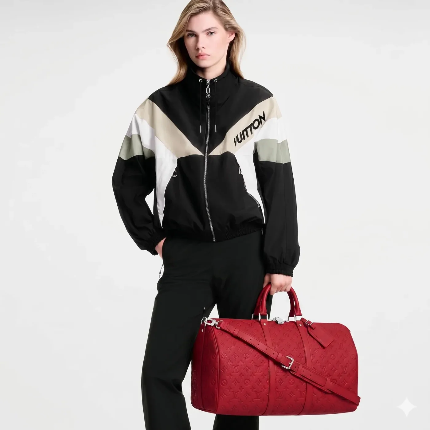 Louis Vuitton Keepall Bandouliere 50 Travel Bag in Red Silver Hardware Louis Vuitton Keepall Bandouliere 50 Travel Bag in Red Silver Hardware