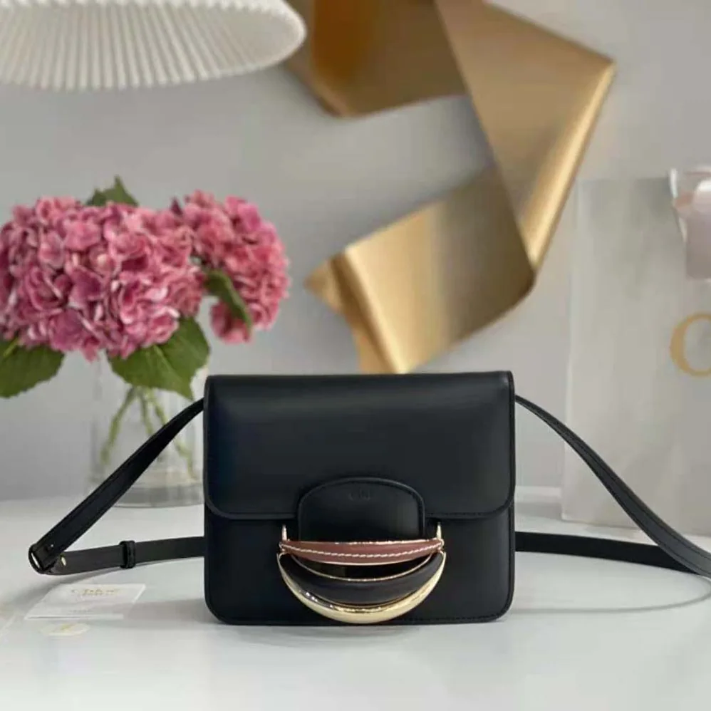 Chloe Kattie Cross-Body Bag in Shiny Calfskin for Women in Black