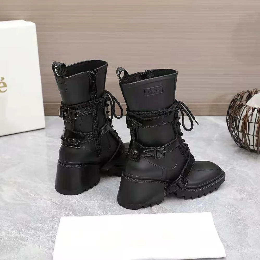Chloe Harnessed Betty Rain Boot in PVC for Women in Black Chloe Harnessed Betty Rain Boot in PVC for Women in Black