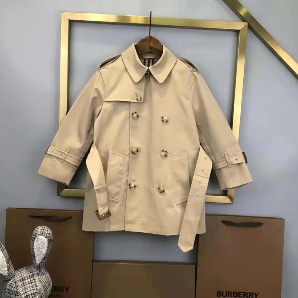 Burberry Kids' Cotton Gabardine Trench Coat in Beige