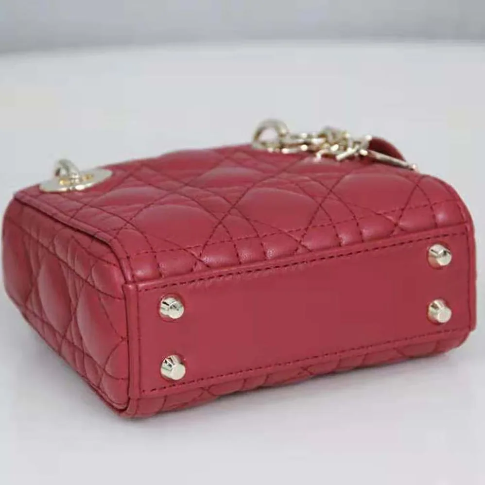 Dior Micro Lady Dior Bag Red Cannage Lambskin for Women Dior Micro Lady Dior Bag Red Cannage Lambskin for Women