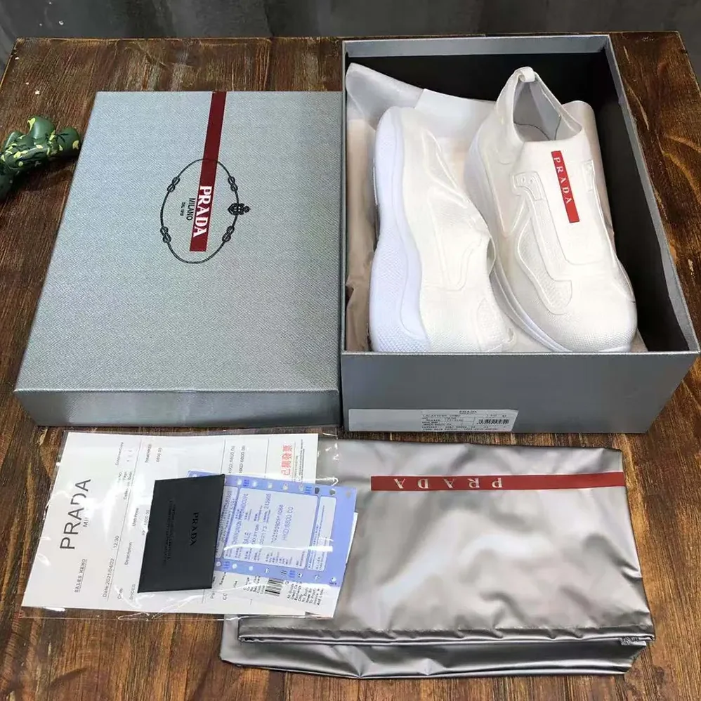 Prada Americas Cup Knit Slip-On for Men in White