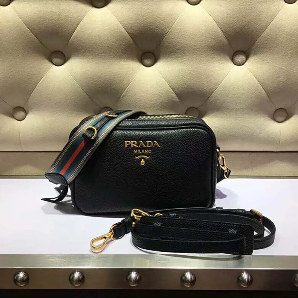 Prada Calf Leather Shoulder Bag for Women in Black