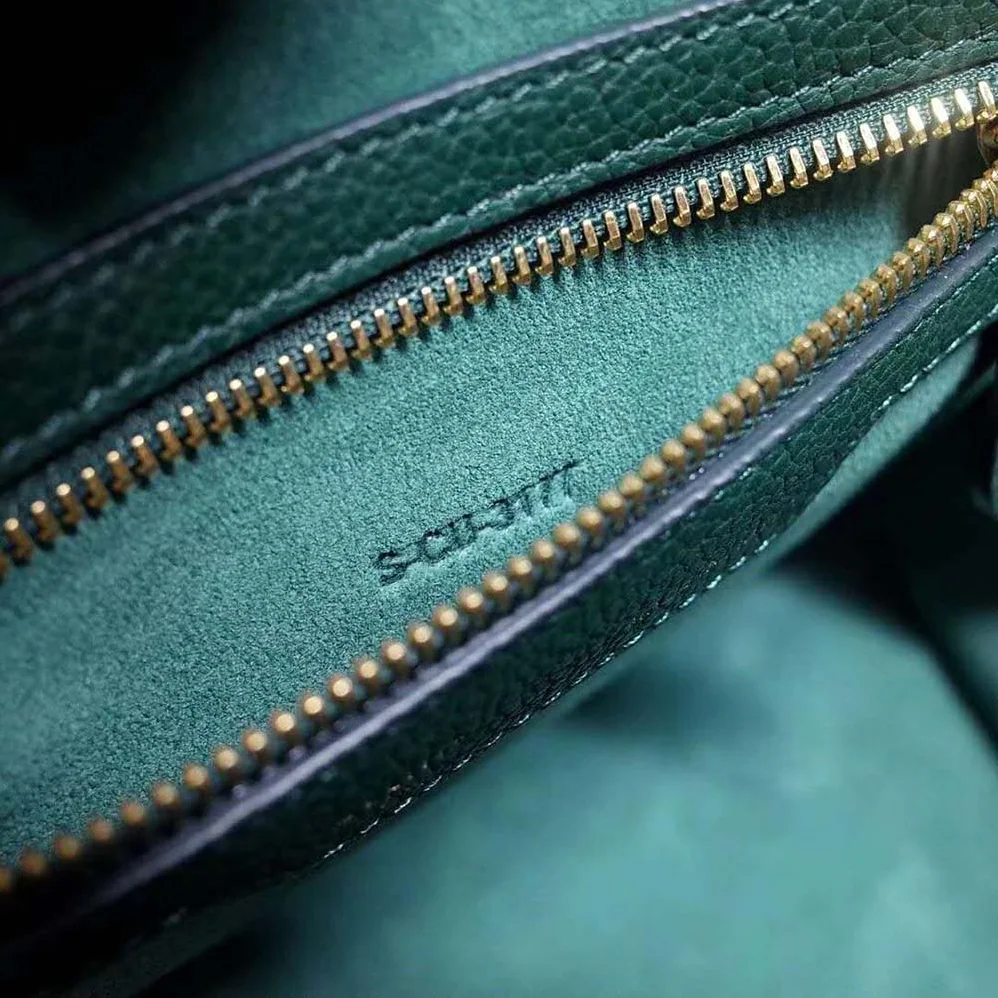 Celine Micro Luggage Handbag in Drummed Calfskin for Women in Dark Green Celine Micro Luggage Handbag in Drummed Calfskin for Women in Dark Green