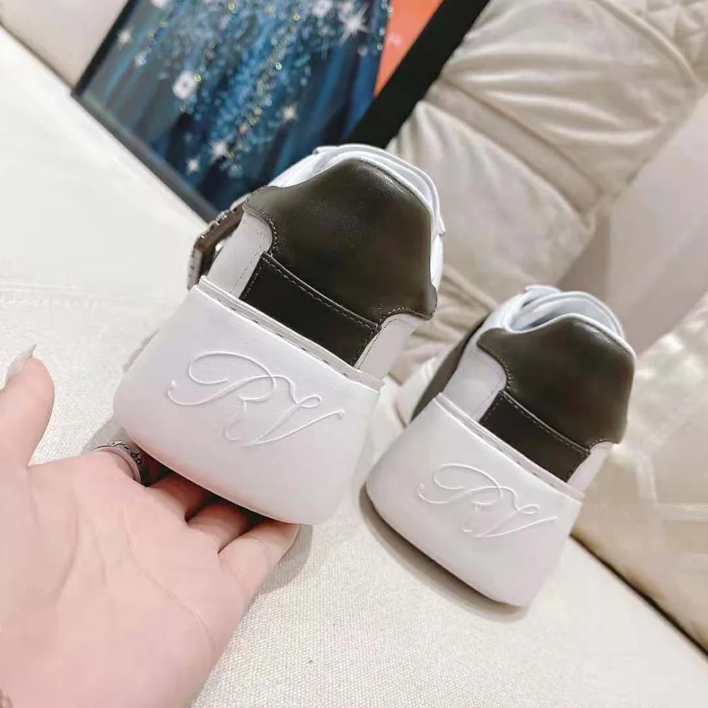 Roger Vivier Viv Skate Strass Buckle Sneakers in Soft Leather for Women