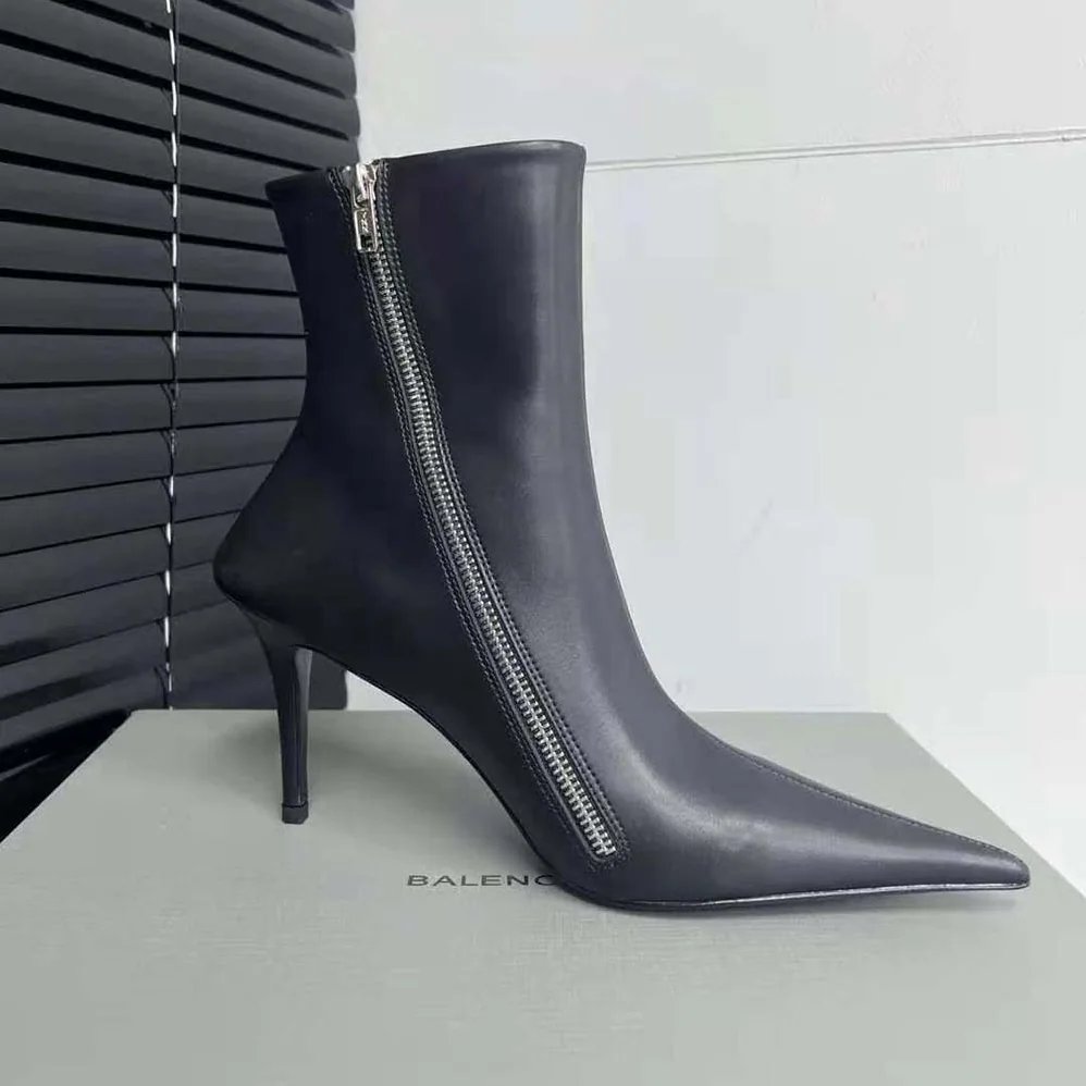 Balenciaga Witch 110mm Bootie in Black Shiny Soft Sheepskin for Women Balenciaga Witch 110mm Bootie in Black Shiny Soft Sheepskin for Women