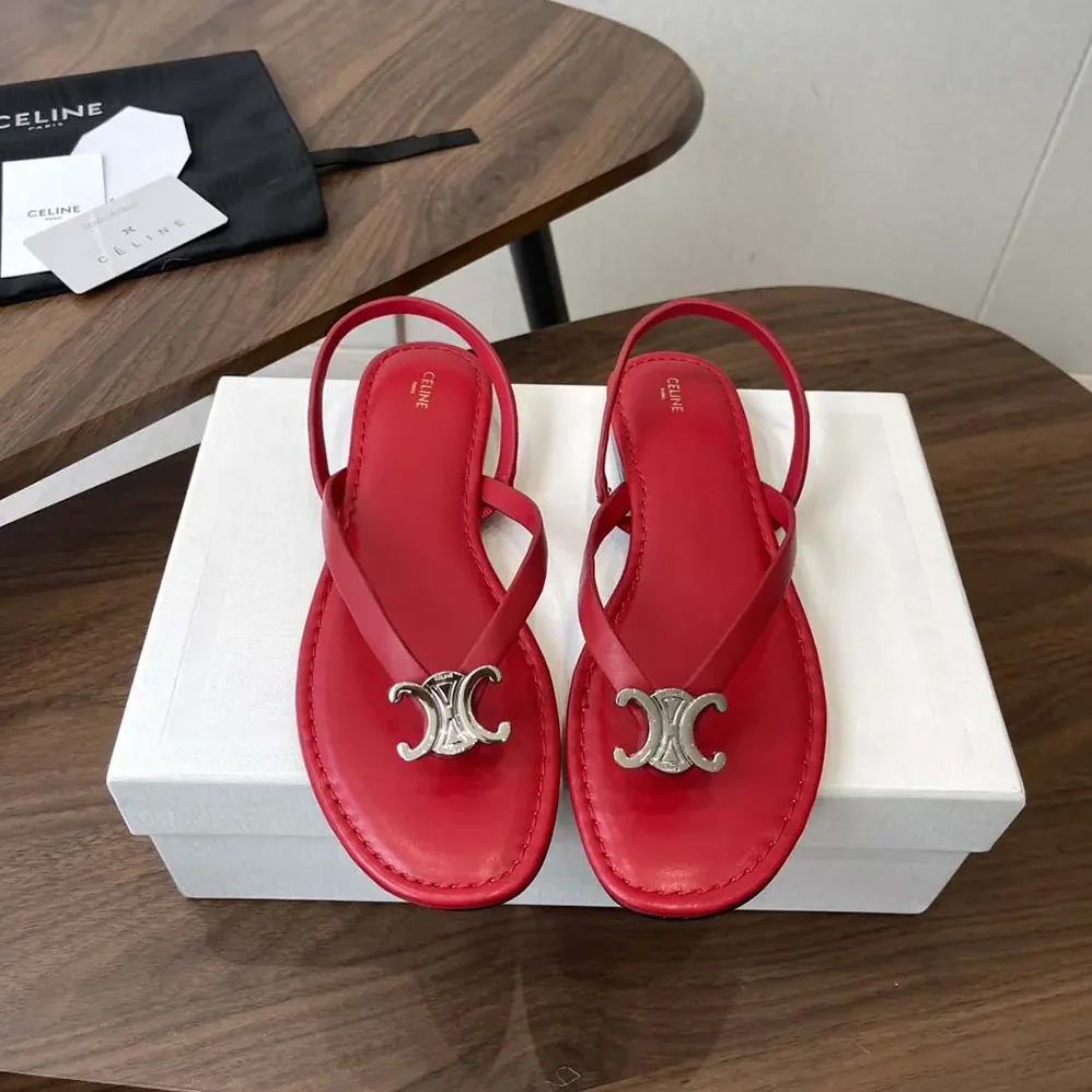 Celine Biki Sandal in Calfskin for Women in Red Celine Biki Sandal in Calfskin for Women in Red