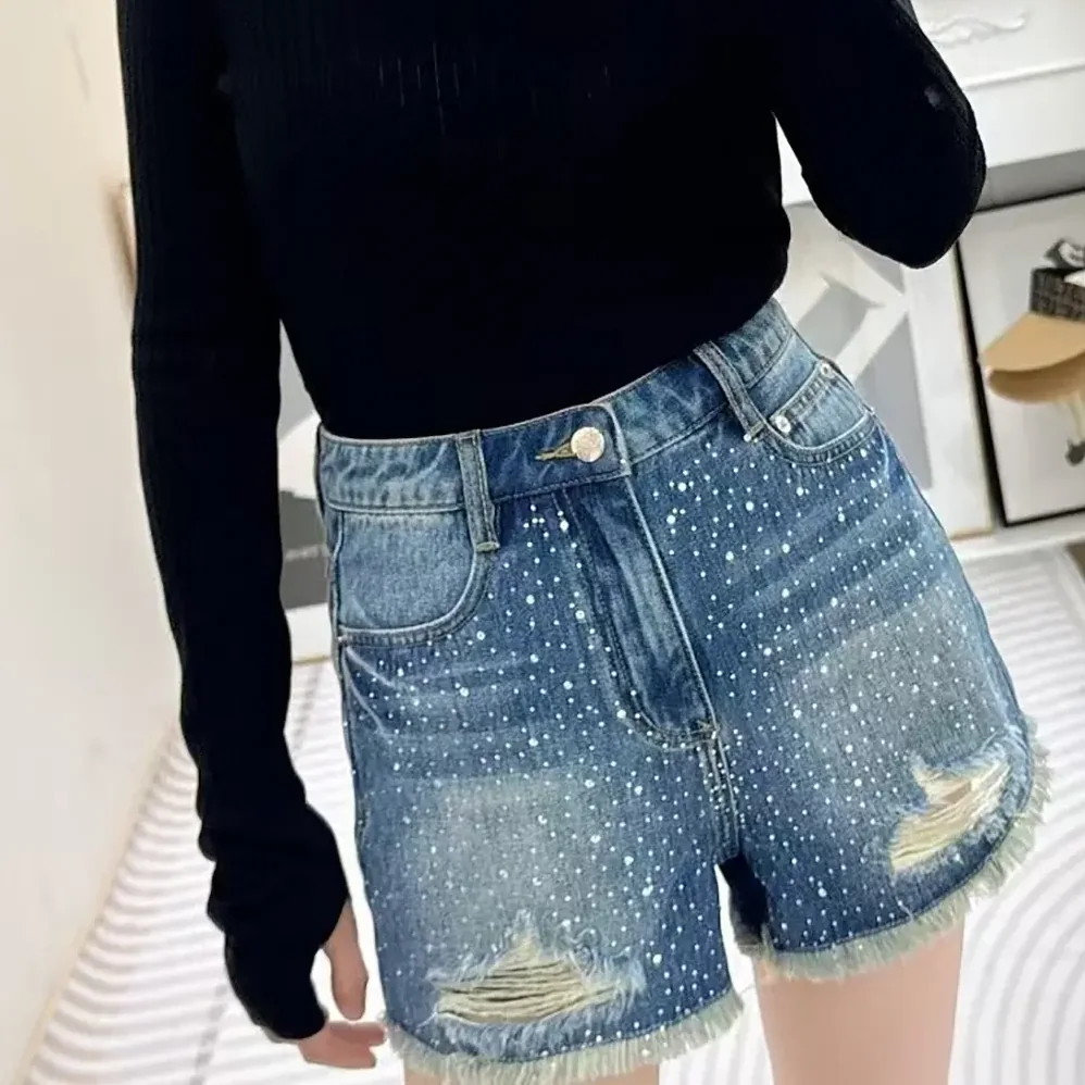 Loewe Anagram Shorts in Denim for Women