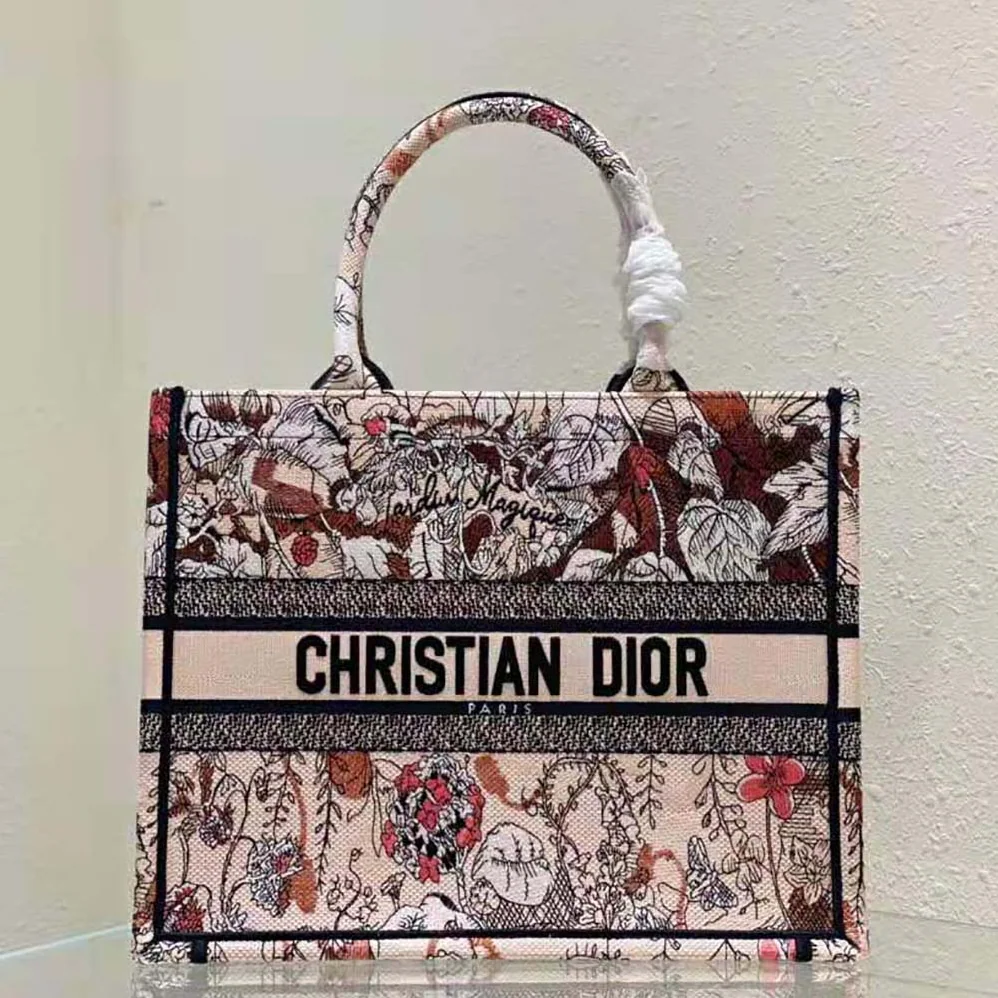 Dior Medium Dior Book Tote Powder Pink Dior Jardin Magique Embroidery for Women Dior Medium Dior Book Tote Powder Pink Dior Jardin Magique Embroidery for Women