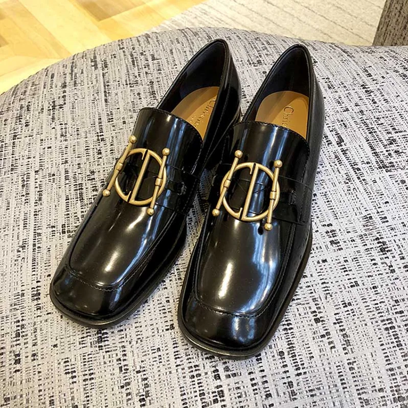 Dior “Diordirection” Loafer in Black Glazed Calfskin 20mm Heel for Women Dior “Diordirection” Loafer in Black Glazed Calfskin 20mm Heel for Women