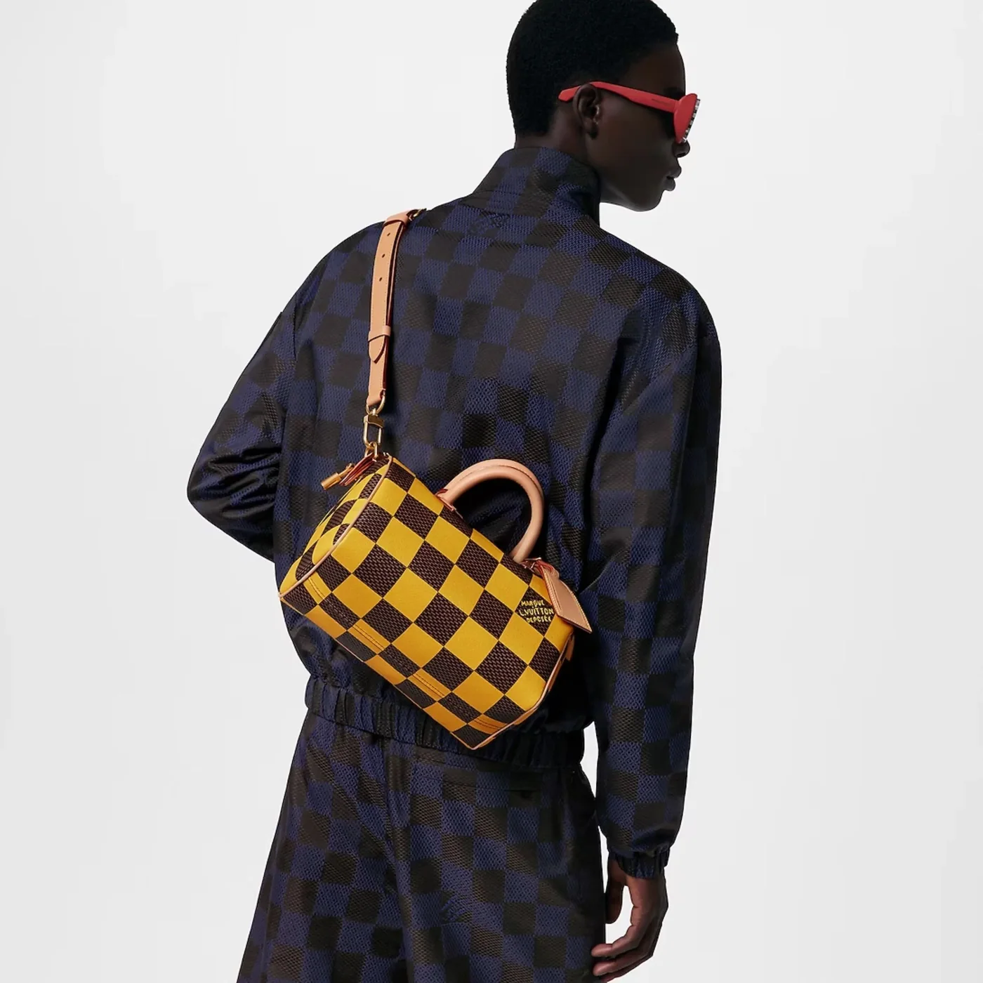 Louis Vuitton Speedy 25 Bandouliere Top Handle Bag / Damier Pop Yellow Gold Hardware
