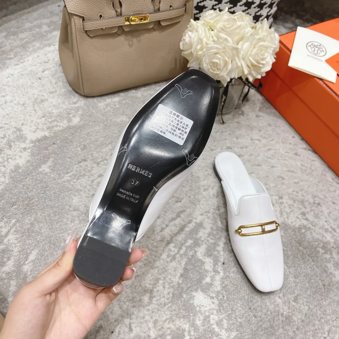 Hermes Esmee Mule White Hermes Esmee Mule White