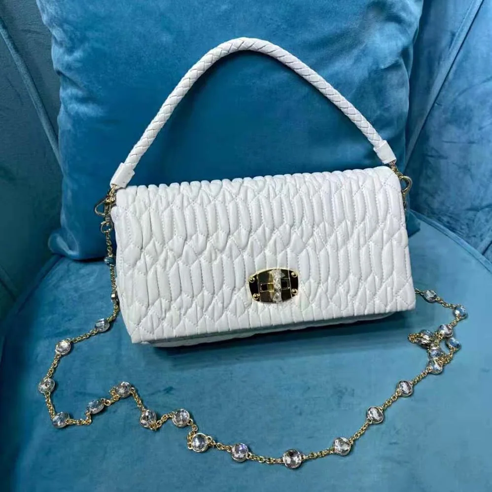 Miu Miu Crystal Cloqué Nappa Leather Bag for Women