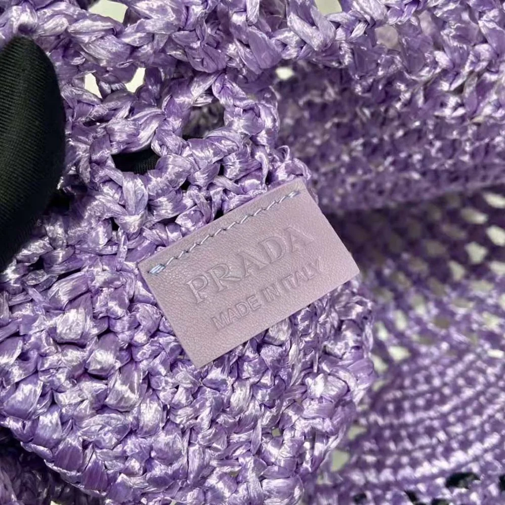 Prada Raffia Tote Bag with A Soft for Women in Purple