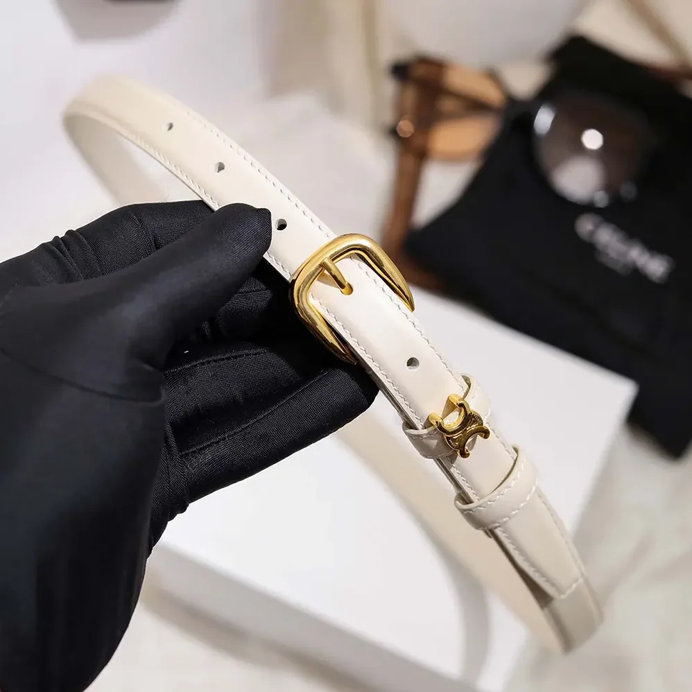 Celine Vivienne Belt 25Mm In Taurillon Leather for Women in White Celine Vivienne Belt 25Mm In Taurillon Leather for Women in White