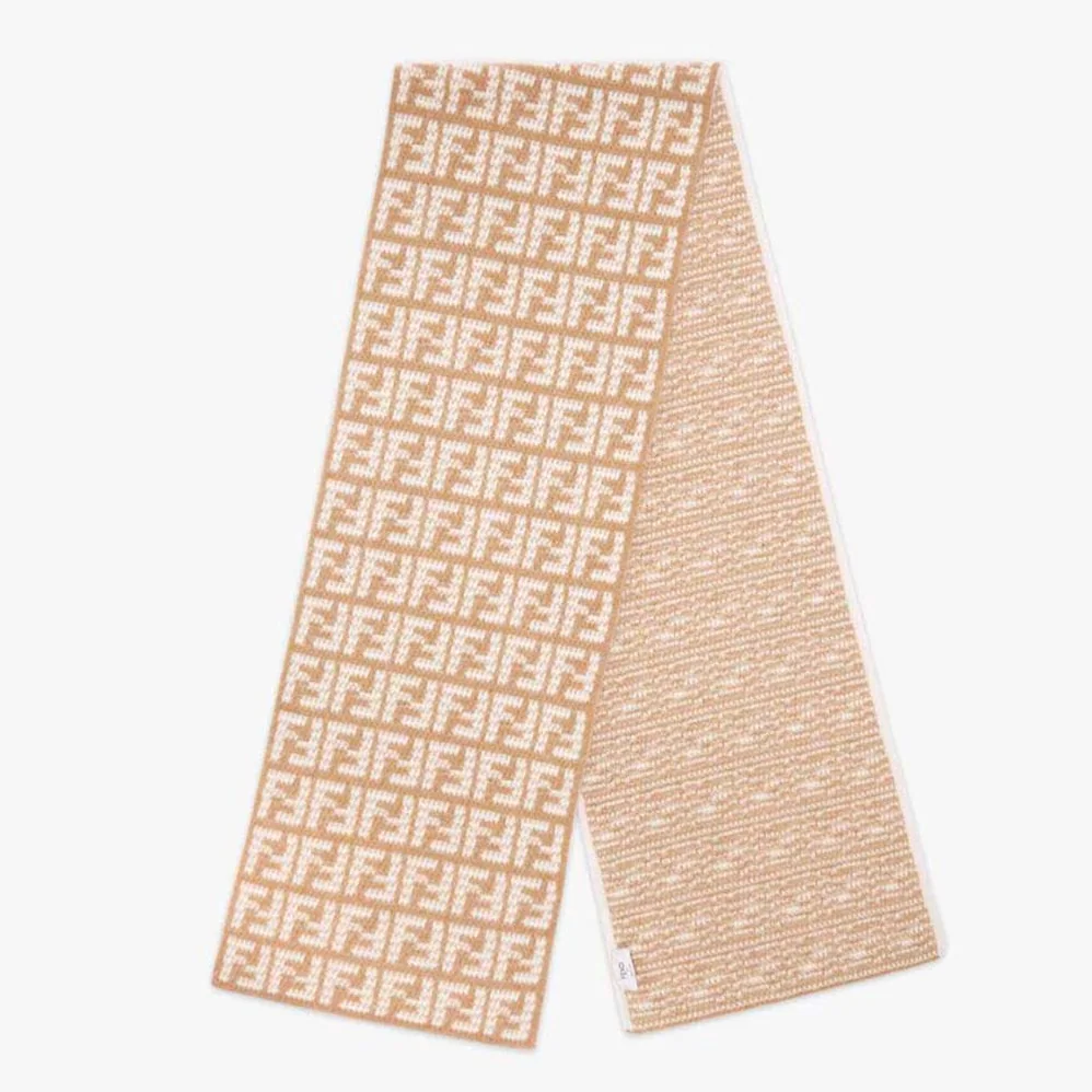 Fendi FF Scarf Beige Cashmere Scarf for Women