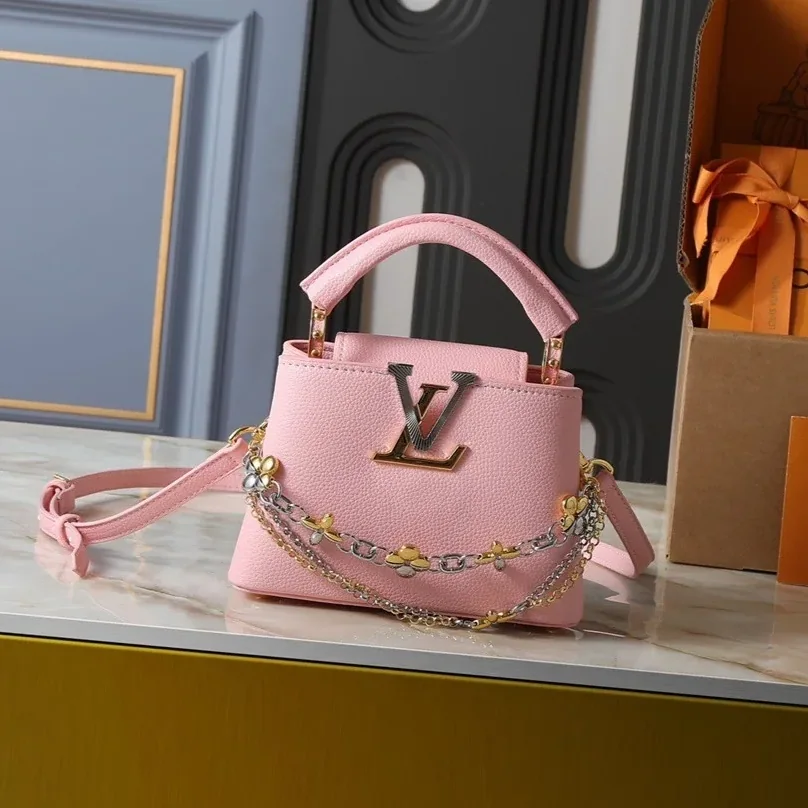 Louis Vuitton Capucines Mini Top Handle Bag / Light Pink Silver/ Gold Hardware