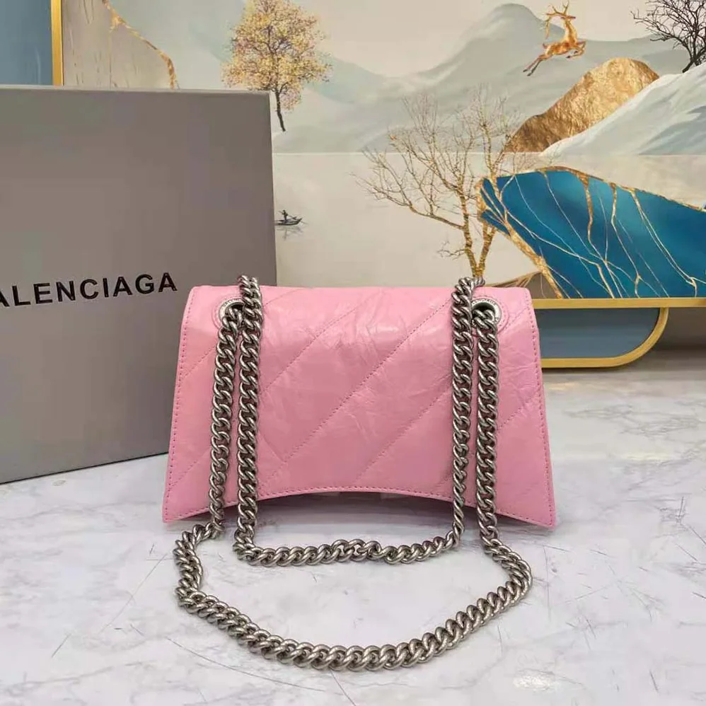 Balenciaga Crush Small Chain Bag Quilted in Optic Pink for Women