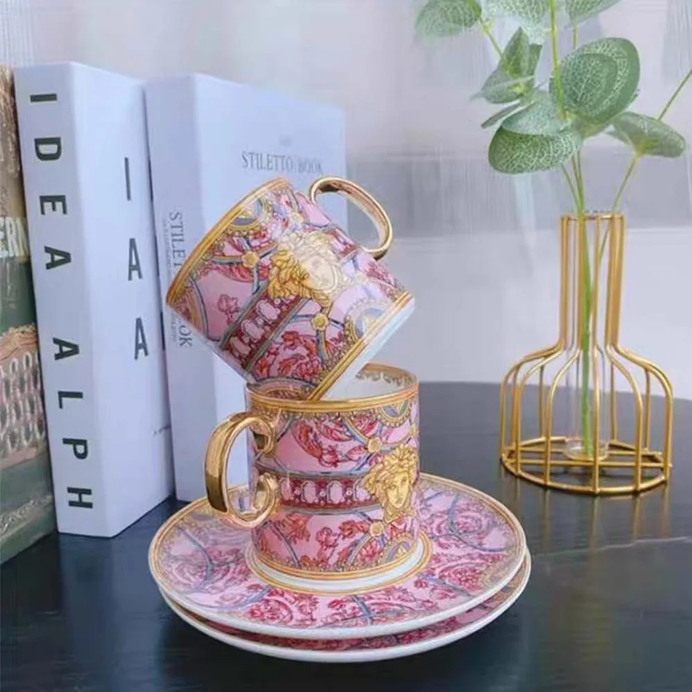 Versace Scala Del Palazzo Coffee Set Includes A Coffee Cup with Handle and A Matching Saucer for Unisex Versace Scala Del Palazzo Coffee Set Includes A Coffee Cup with Handle and A Matching Saucer for Unisex