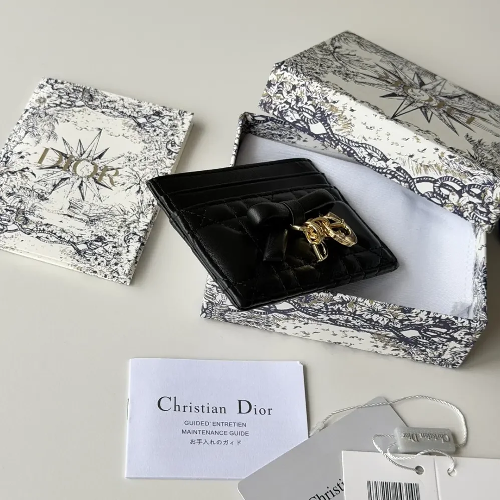 Dior Lady Dior Freesia Card Holder Black Cannage Lambskin for Women Dior Lady Dior Freesia Card Holder Black Cannage Lambskin for Women