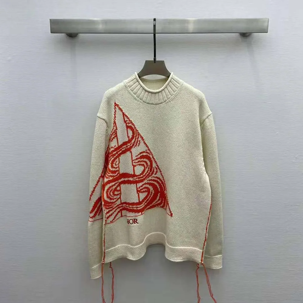 Dior Sweater White Wool and Mohair for Men in Blend Jacquard Dior Sweater White Wool and Mohair for Men in Blend Jacquard