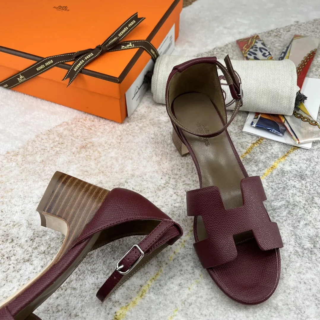 Hermes Encens 50 Sandal Burgundy Hermes Encens 50 Sandal Burgundy