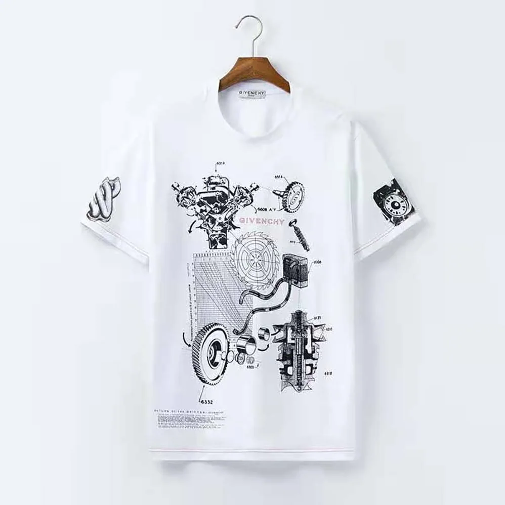 Givenchy Schematics T-shirt with Red GIVENCHY Signature on the Chest for Women in White Givenchy Schematics T-shirt with Red GIVENCHY Signature on the Chest for Women in White