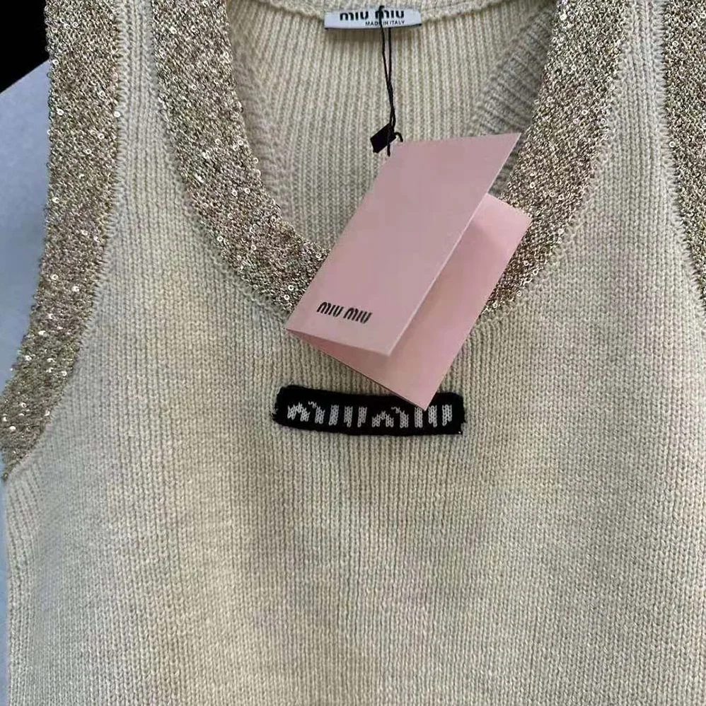 Miu Miu Silk Knit Top-Beige MMV155_13Q1_F0061 for Women Miu Miu Silk Knit Top-Beige MMV155_13Q1_F0061 for Women