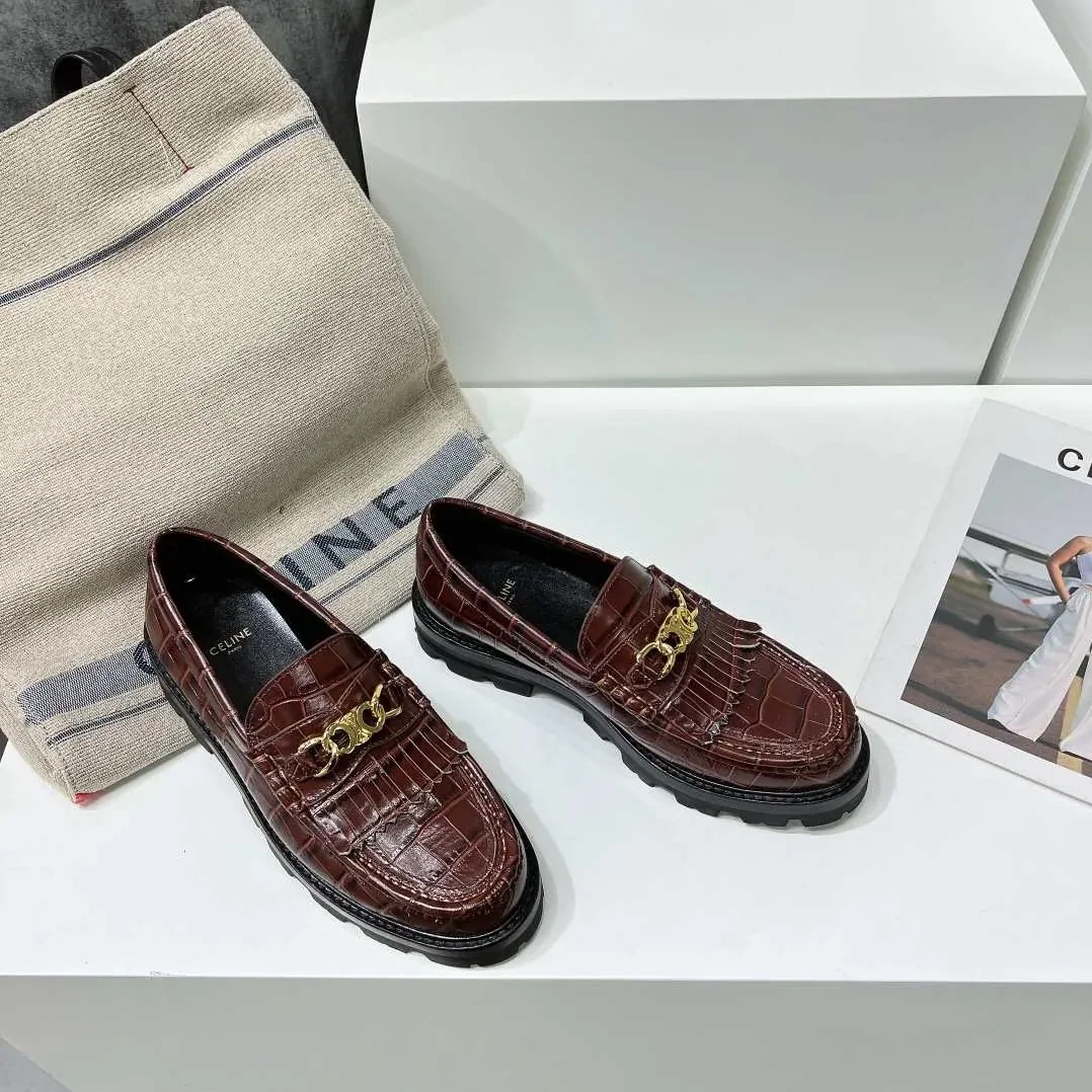 Celine Margaret Loafer With Triomphe Dark Brown .19DK Celine Margaret Loafer With Triomphe Dark Brown .19DK