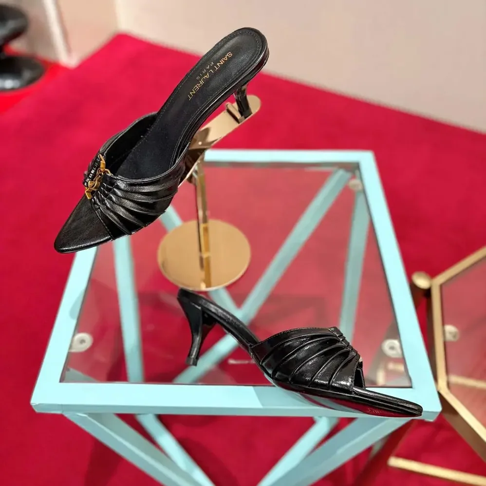 Saint Laurent YSL Babylone Mules In Smooth Leather Black for Women