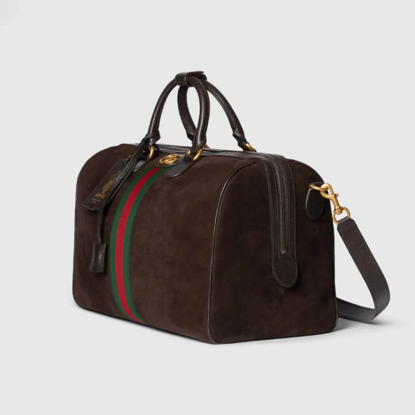 Gucci Savoy Medium Duffle Travel Bag in Dark Brown Gold Hardware