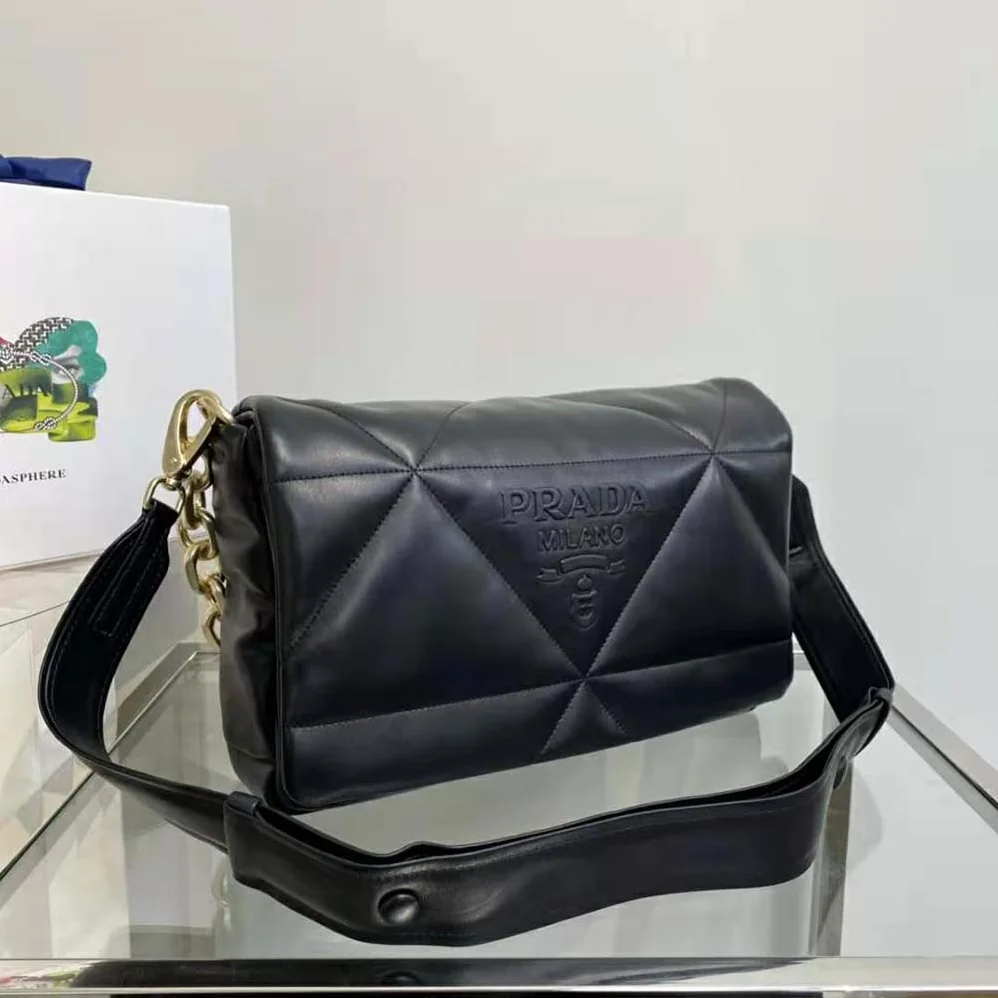 Prada Padded Nappa Leather Shoulder Bag for Women in Black