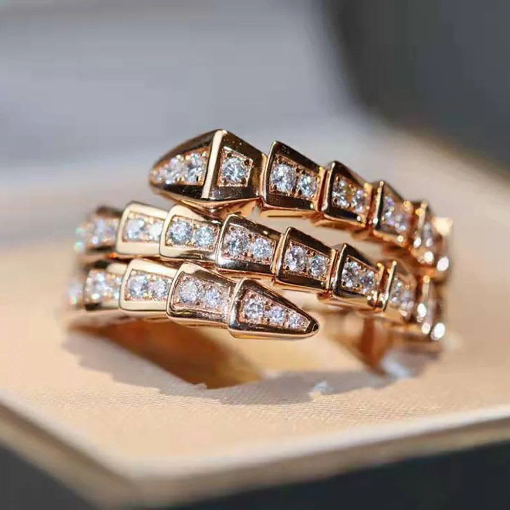 Bvlgari Serpenti Viper Two-coil 18 KT Rose Gold Ring for Women