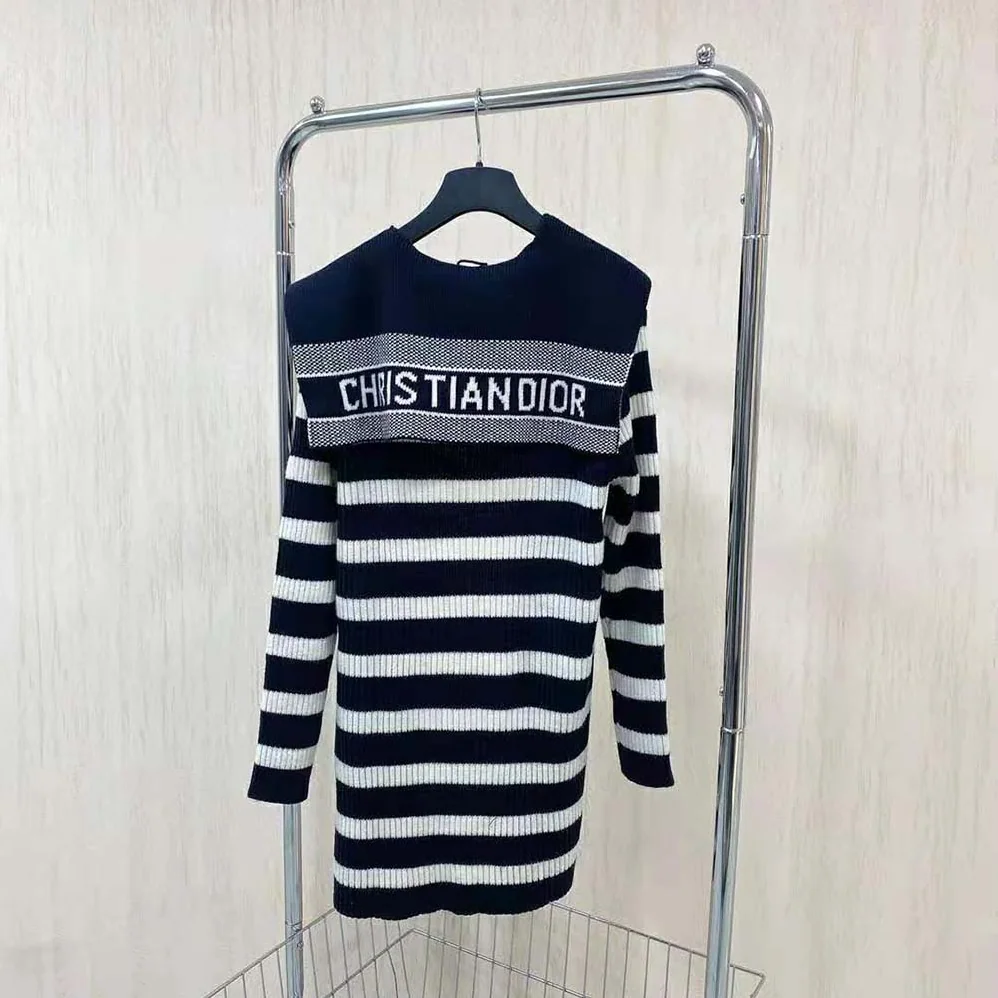 Dior Belted Dior Mariniere Cardigan Navy Blue and Ecru Cotton Knit and Cashmere for Women Dior Belted Dior Mariniere Cardigan Navy Blue and Ecru Cotton Knit and Cashmere for Women