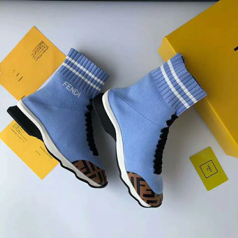 Fendi Shoes Pale Fabric Sneaker Boots for Women in Blue