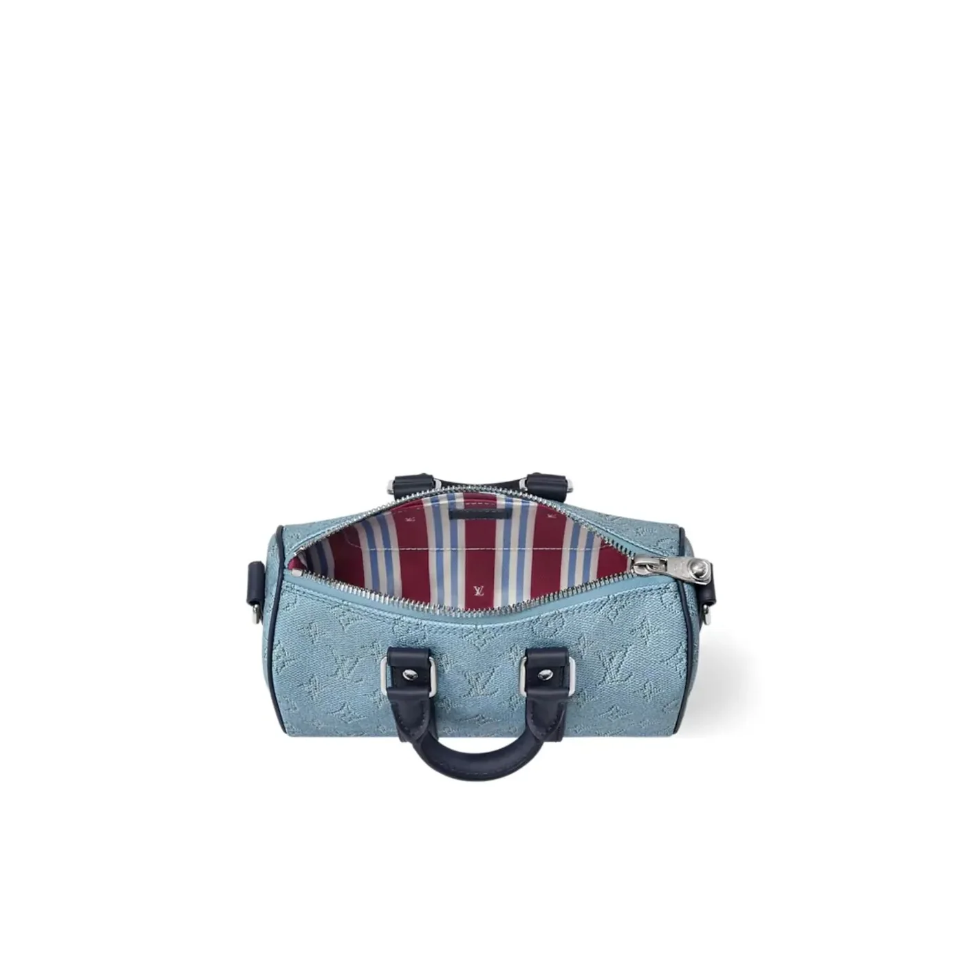 Louis Vuitton Keepall Bandouliere 25 Travel Bag in Blue Silver Hardware