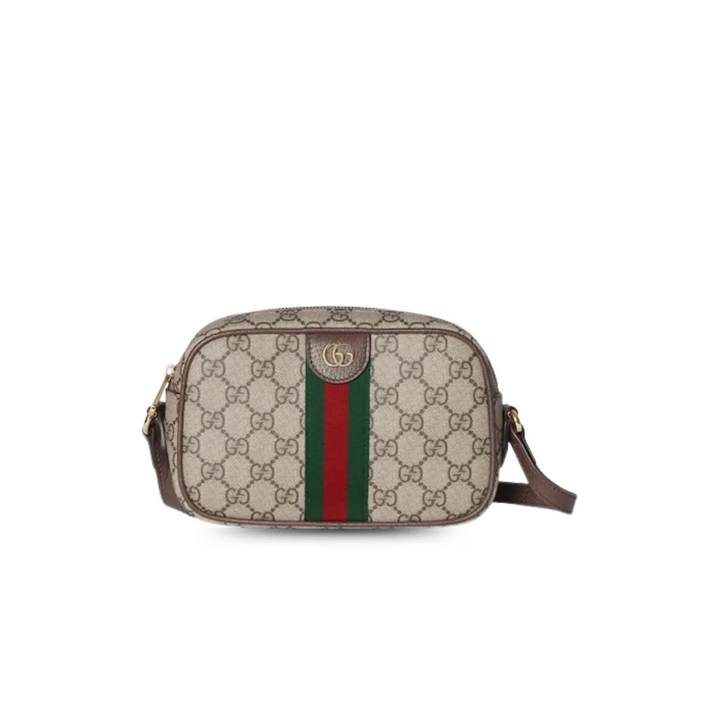 Gucci Ophidia Small Shoulder Bag / Beige And Dark Brown Light Gold Hardware