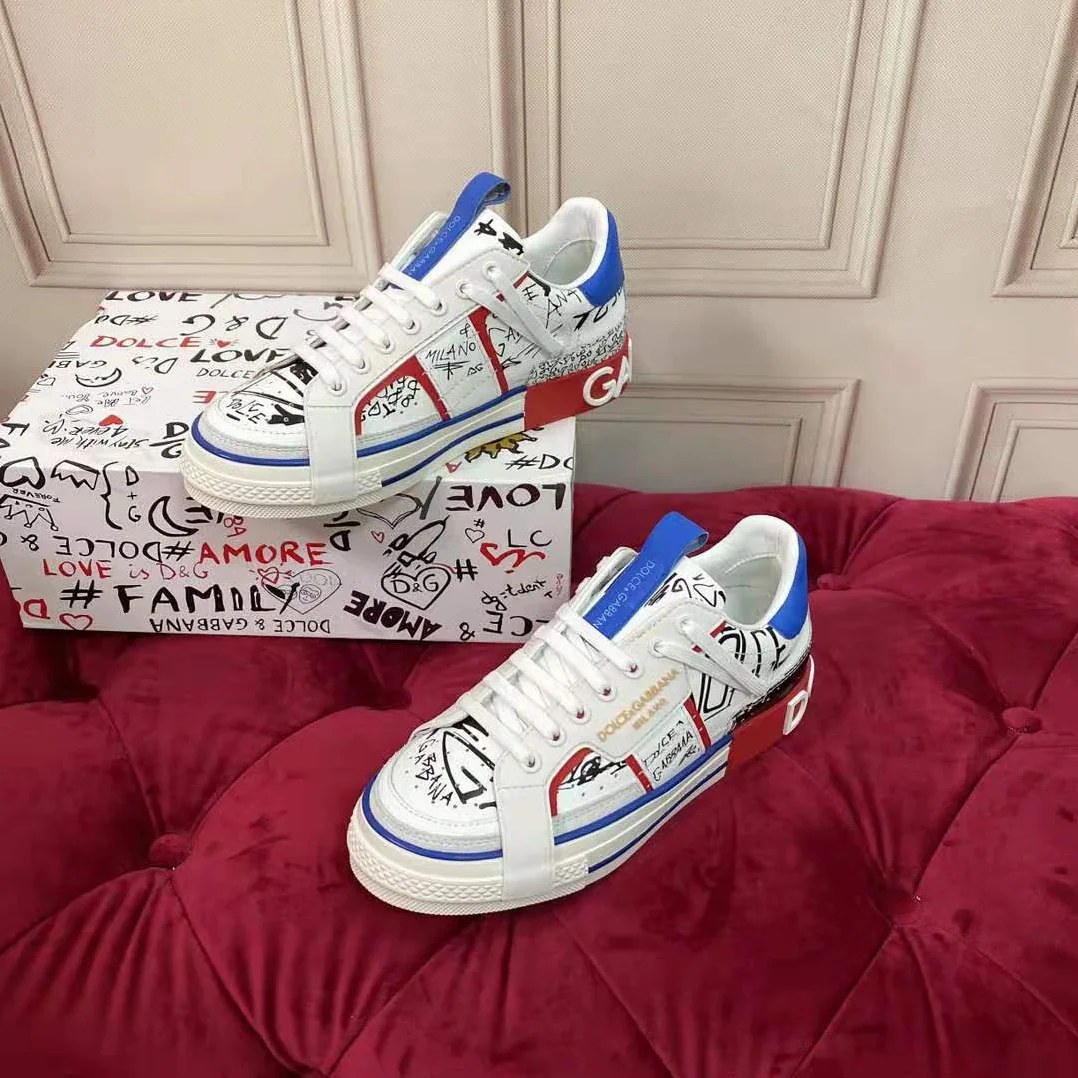 Dolce Gabbana D&G Graffiti-Print Calfskin Custom 2.Zero Sneakers for Men Dolce Gabbana D&G Graffiti-Print Calfskin Custom 2.Zero Sneakers for Men